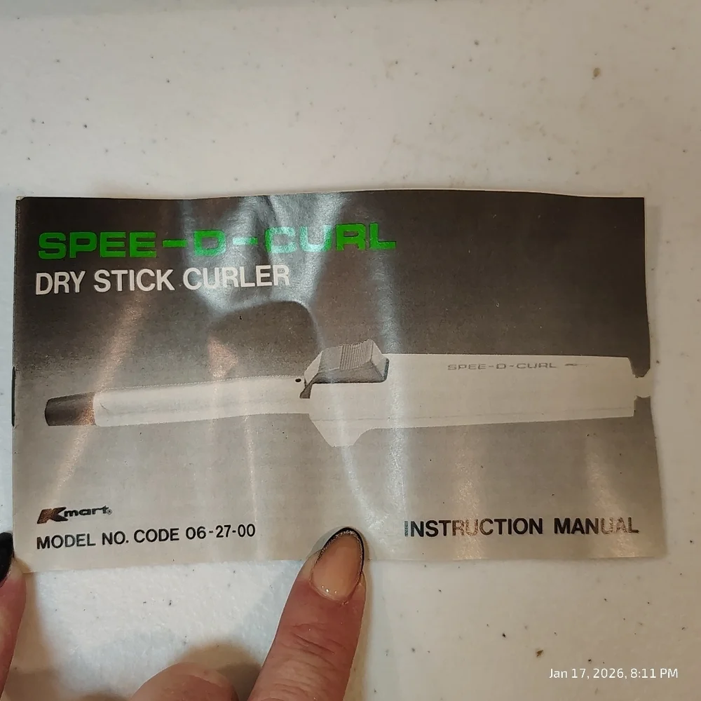 1970's Vtg Spee-d-Curl Dry Stick Curling Iron Barrel NEW Kmart MODEL NO.06-27-00
